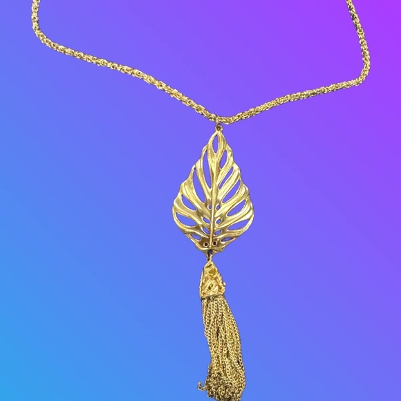 Kendra Scott Jewelry - Kendra Scott Keller Necklace Gold Plated Leaf Long Tassel EUC